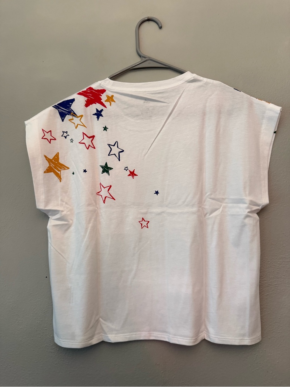 adidas White Tee with Multicolor Star Logo - Picture 4 of 4